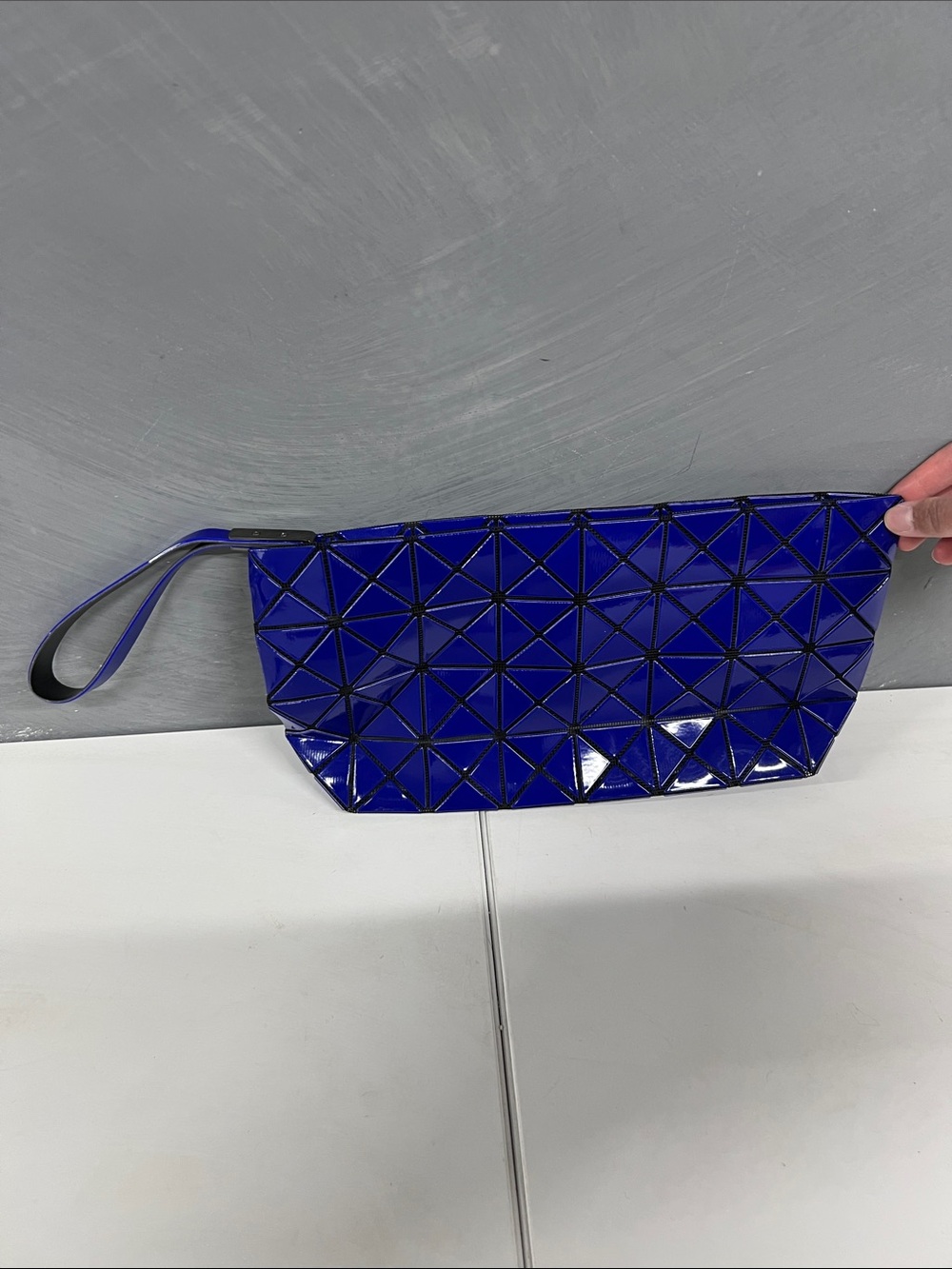 Issey Miyake Electric Blue Geometric Wristlet Clutch